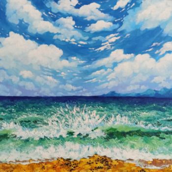 Malerei mit dem Titel "Splashing waves" von Svetlana Stukalova, Original-Kunstwerk, Öl