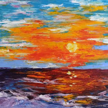Malerei mit dem Titel "Expressive sunset" von Svetlana Stukalova, Original-Kunstwerk, Öl