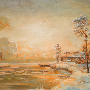 Painting titled "ЗИМНЕЕ УТРО Х.М." by Svetlana Vakhnina Drutskaia, Original Artwork, Oil