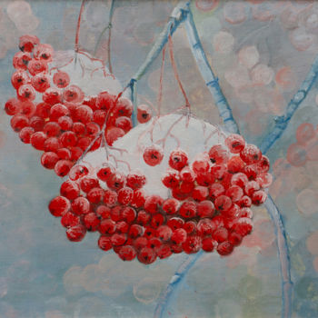 Malerei mit dem Titel "ЗИМНЯЯ РЯБИНА Х.М." von Svetlana Vakhnina Drutskaia, Original-Kunstwerk, Öl
