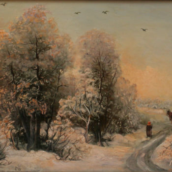 Painting titled "ЗИМНИЙ ПЕЙЗАЖ" by Svetlana Vakhnina Drutskaia, Original Artwork, Oil