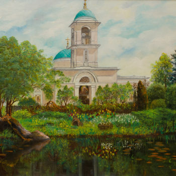 Painting titled "ХРАМ ВОСКРЕСЕНИЯ СЛ…" by Svetlana Vakhnina Drutskaia, Original Artwork, Oil