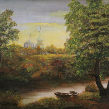 Painting titled "ДЕРЕВНЯ Х.М." by Svetlana Vakhnina Drutskaia, Original Artwork, Oil