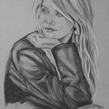 Drawing titled "Retrato" by Svetlana Jovic, Original Artwork