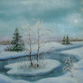 Pittura intitolato "Морозное утро" da Svetlana Okhotenko, Opera d'arte originale, Olio