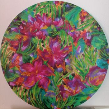 Картина под названием "Цветочный калорит" - Svetlana Sklyar, Подлинное произведение искусства, Масло Установлен на Деревянна…