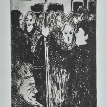 Incisioni, stampe intitolato "симпатии в метро" da Svetlana Kochetkova, Opera d'arte originale, incisione