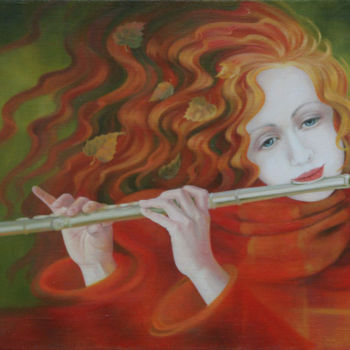 Painting titled "Дуновение осени" by Natalia Svetnenko, Original Artwork, Oil