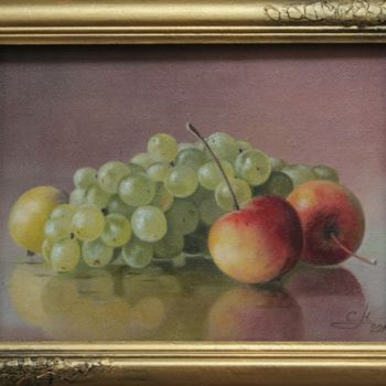 Painting titled "Гроздь винограда" by Natalia Svetnenko, Original Artwork, Oil