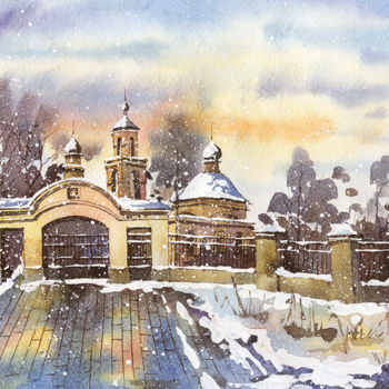Картина под названием "Зима в Ратмино" - Светлана Авдеева, Подлинное произведение искусства, Акварель