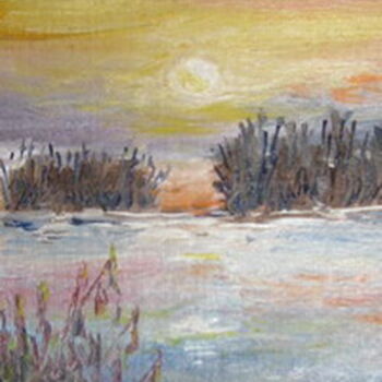 Картина под названием "Зимний закат" - Svetlana Demchenko, Подлинное произведение искусства