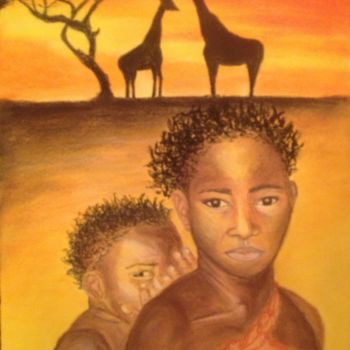 Peinture intitulée "The children of Afr…" par Svetoslava Karabasheva, Œuvre d'art originale, Pastel