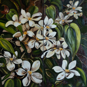 Peinture intitulée "Magnolia, diptych" par Svet Schiel Gallery, Œuvre d'art originale, Huile