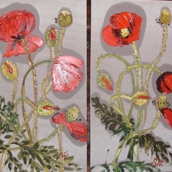 「Poppies. Diptych」というタイトルの絵画 Svet Schiel Galleryによって, オリジナルのアートワーク, オイル