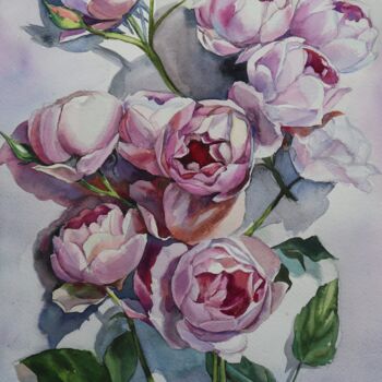 Картина под названием "Roses" - Sviatlana Danskaya, Подлинное произведение искусства, Акварель