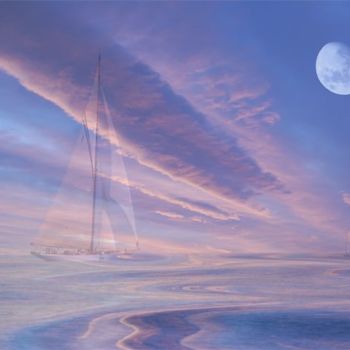 Arts numériques intitulée "Voiles sous la Lune" par Southmind, Œuvre d'art originale