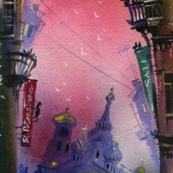 Ζωγραφική με τίτλο "Багряный закат" από Ivan Sviridov, Αυθεντικά έργα τέχνης, Λάδι
