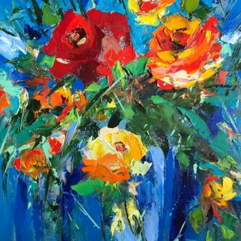 Ζωγραφική με τίτλο "Rose evolution" από Svitlana Andriichenko, Αυθεντικά έργα τέχνης, Λάδι