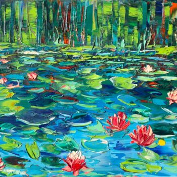 Painting titled "A cache of water li…" by Svitlana Andriichenko, Original Artwork, Oil Mounted on Wood Stretcher frame