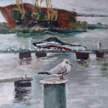 Peinture intitulée "Seagull" par Svitlana Fedas, Œuvre d'art originale, Acrylique