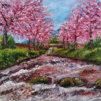 Pittura intitolato "Blossom Tree Canvas…" da Svitlana Kalaidzhi, Opera d'arte originale, Olio
