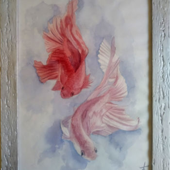 Dessin intitulée "Fish Watercolor Pai…" par Svitlana Kalaidzhi, Œuvre d'art originale, Aquarelle