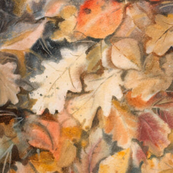 Pittura intitolato "Autumn leaves under…" da Svitlana Lagutina, Opera d'arte originale, Acquarello