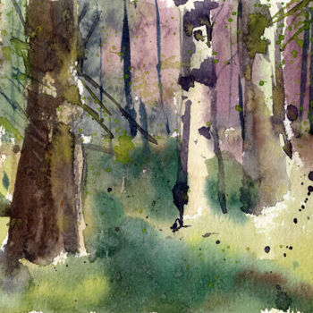 Картина под названием "The forest awakens.…" - Svitlana Lagutina, Подлинное произведение искусства, Акварель