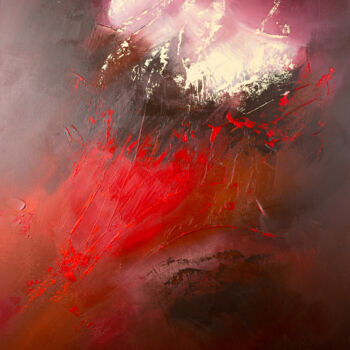 Painting titled "Crimson clouds" by Svitlana Miku, Original Artwork, Acrylic
