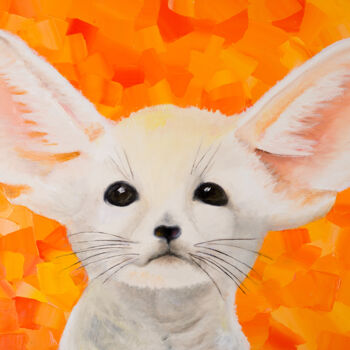 Painting titled "Fennec fox" by Svitlana Miku, Original Artwork, Oil