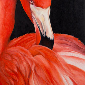 Malarstwo zatytułowany „Flamingo” autorstwa Svitlana Miku, Oryginalna praca, Olej