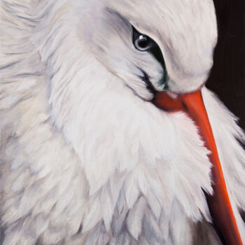 Painting titled "Stork" by Svitlana Miku, Original Artwork, Oil