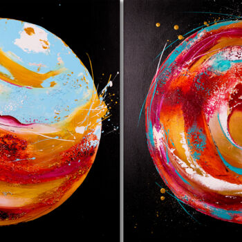 Painting titled "Two colored circles" by Svitlana Miku, Original Artwork, Acrylic