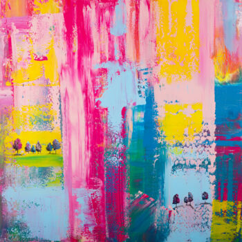 Картина под названием "Abstract colored la…" - Svitlana Miku, Подлинное произведение искусства, Акрил
