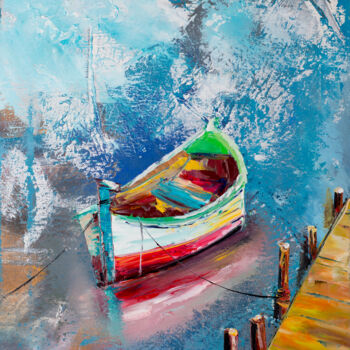 Картина под названием "Pleasure boat." - Svitlana Miku, Подлинное произведение искусства, Масло