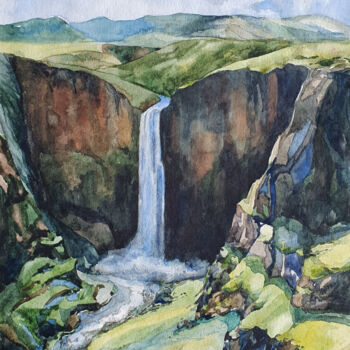 Schilderij getiteld "Водопад" door Svitlana Natarova, Origineel Kunstwerk, Aquarel