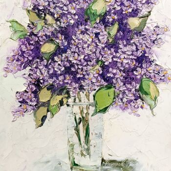 Painting titled "Lilac Painting Flow…" by Svitlana Prokopalo, Original Artwork, Oil