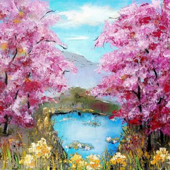 Peinture intitulée "Sakura Painting Tre…" par Svitlana Prokopalo, Œuvre d'art originale, Huile