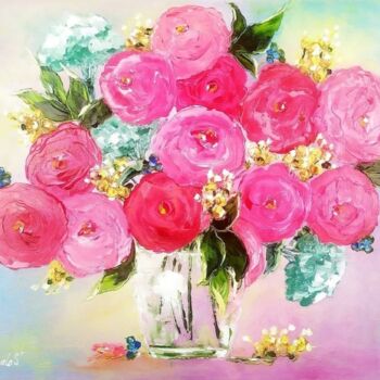 Painting titled "Ranunculus Painting…" by Svitlana Prokopalo, Original Artwork, Oil