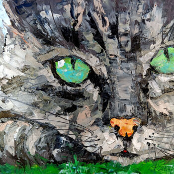 绘画 标题为“Cat Painting Animal…” 由Svitlana Prokopalo, 原创艺术品, 油