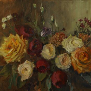 Painting titled "Rose garden" by Svitlana Vol, Original Artwork, Oil
