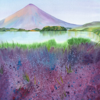 Картина под названием "Lavender fields of…" - Svitlana Yanyeva, Подлинное произведение искусства, Акварель