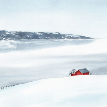 Schilderij getiteld "Arctic silence" door Svitlana Yanyeva, Origineel Kunstwerk, Aquarel