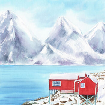 Painting titled "Arctic beauty. Norw…" by Svitlana Yanyeva, Original Artwork, Watercolor
