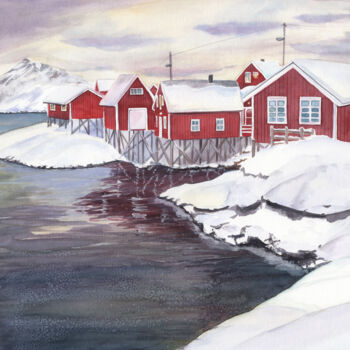 Malerei mit dem Titel "A day in the Polar…" von Svitlana Yanyeva, Original-Kunstwerk, Aquarell