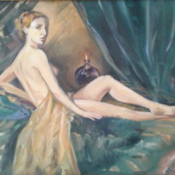 Painting titled "Nu , femme" by Svitlana Rasymiene, Original Artwork, Oil