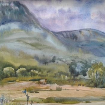 Schilderij getiteld "paysage de montagne" door Svitlana Rasymiene, Origineel Kunstwerk, Aquarel