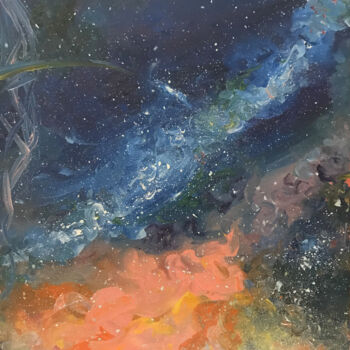 Painting titled "Space oil painting…" by Maria Swanmoon, Original Artwork, Oil