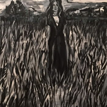 Painting titled "Black and white oil…" by Maria Swanmoon, Original Artwork, Oil