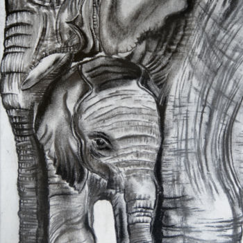 Painting titled "Love Tunnel" by Swendrini Gunasekara, Original Artwork, Charcoal Mounted on Other rigid panel